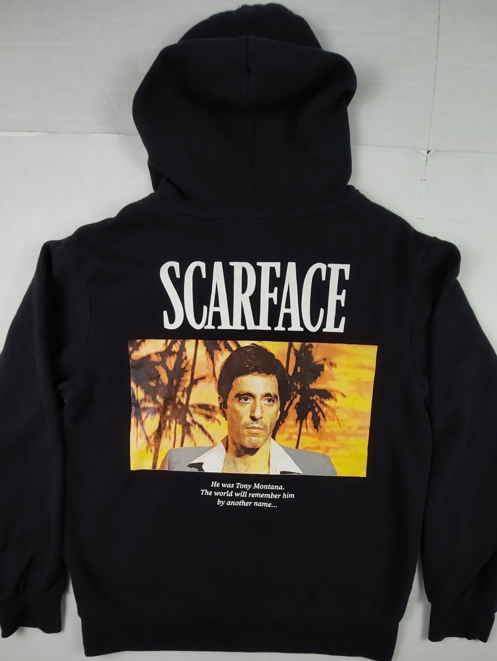 Universal City Studios Scarface Hoodie Mens Large Black Tony Montana Graphic